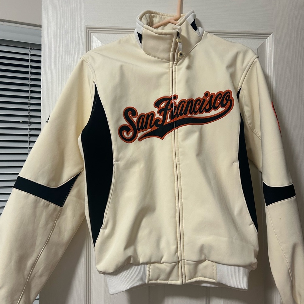 Majestic Cream and Black San Francisco Bomber Jacket